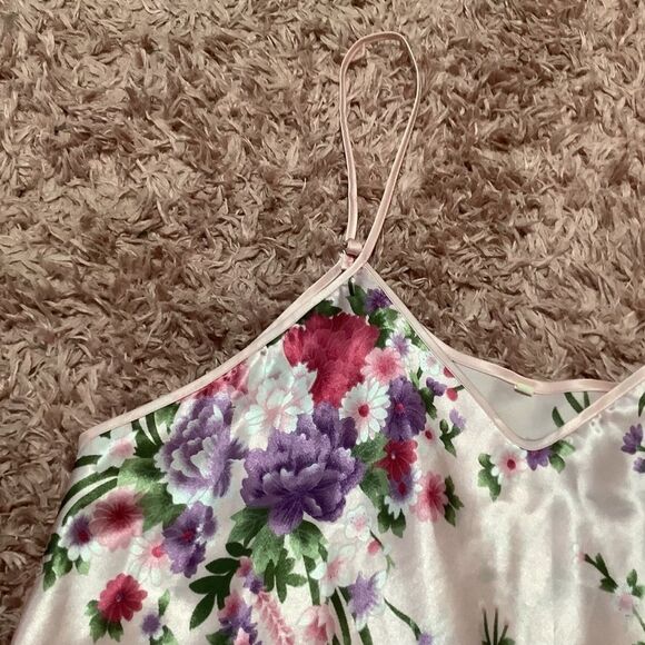 Pink Floral Satin Cottagecore Fairycore Nymphet Fairy Slip Dress Size Large - Picture 3 of 14